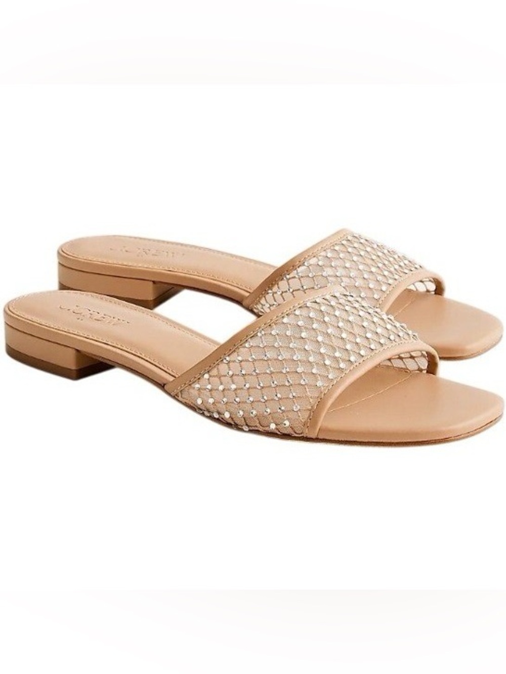 J. Crew Factory Rhinestone mesh slide sandals Size 9
